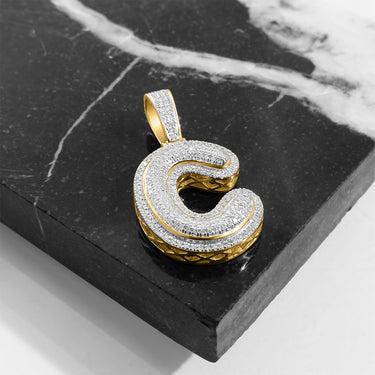 Yellow Diamond C Pendant in 10k Yellow Gold .32 Ctw